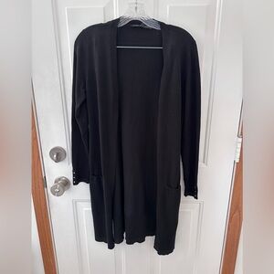 White House Black Market Long Black Cardigan, XS